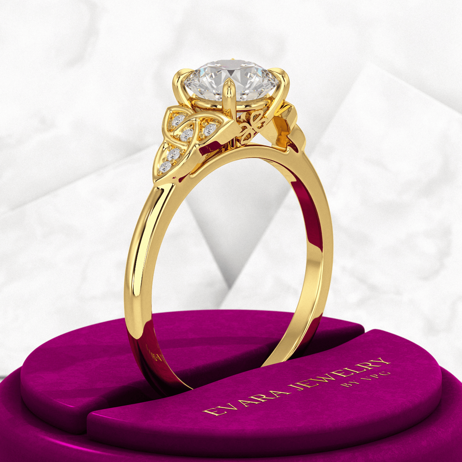 1.25 Carat Round Cut Diamond Art Deco Engagement Ring - Evara Jewelry LLC