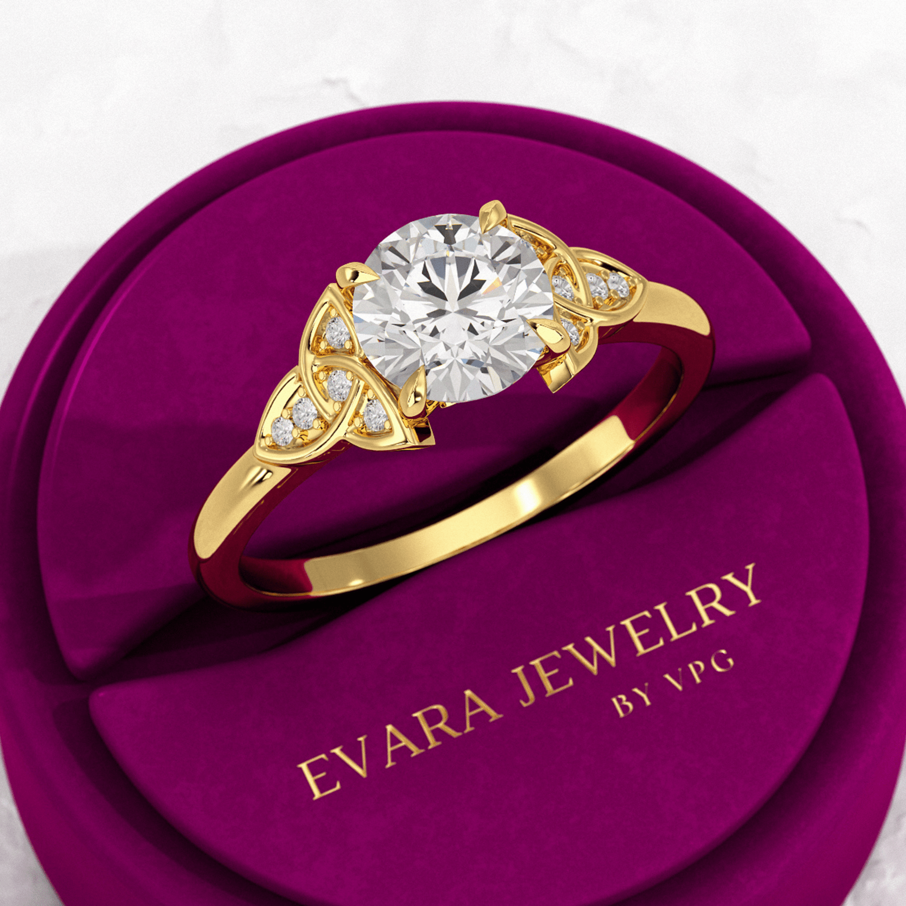 1.25 Carat Round Cut Diamond Art Deco Engagement Ring - Evara Jewelry LLC