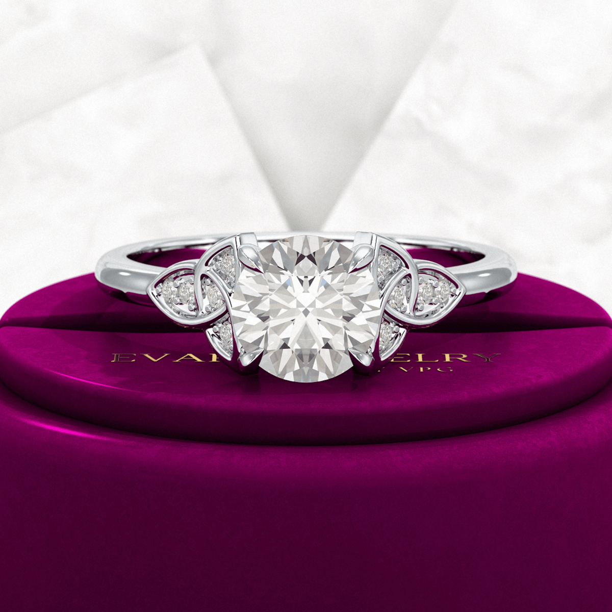 1.25 Carat Round Cut Diamond Art Deco Engagement Ring - Evara Jewelry LLC