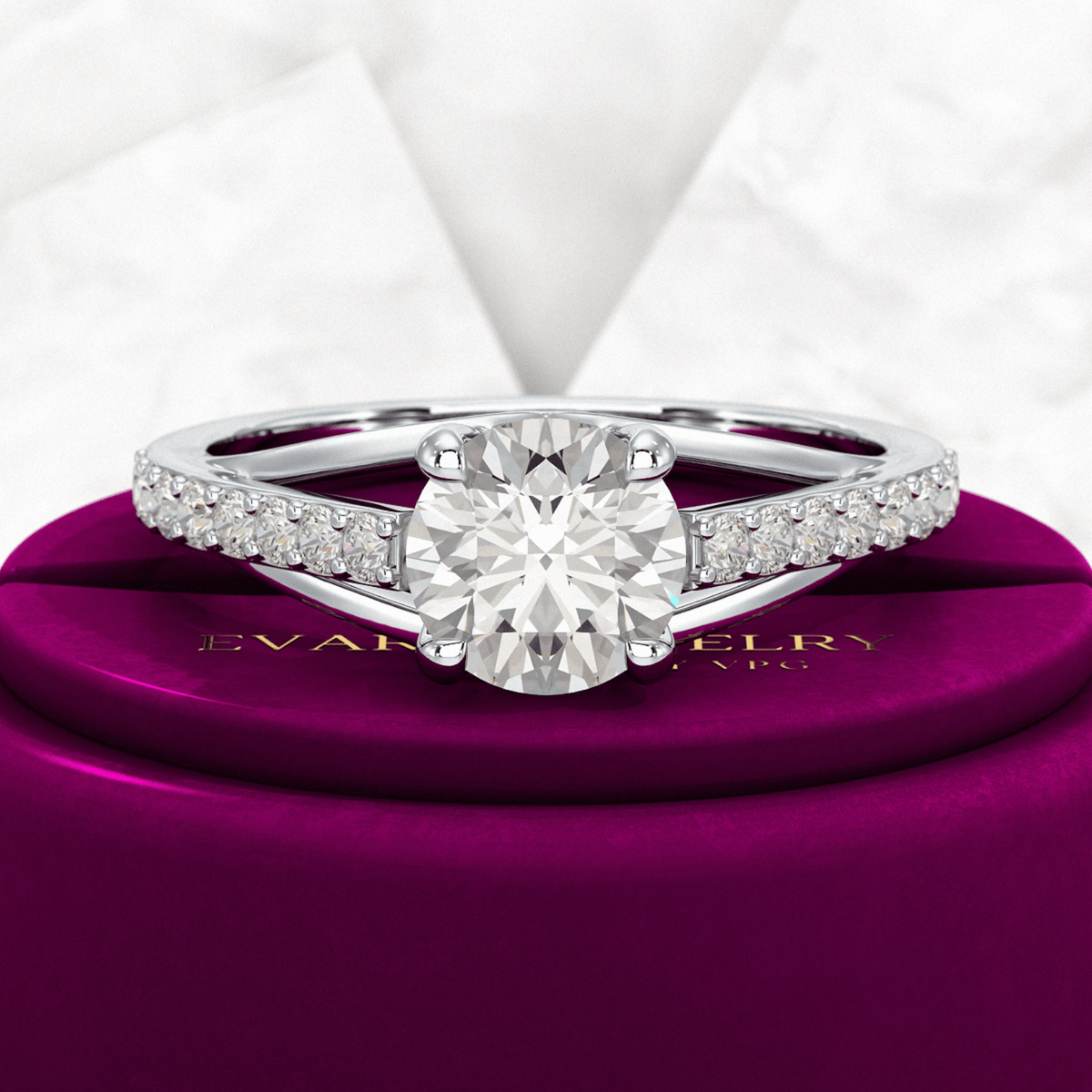 1.25 Carat Round Cut Diamond Engagement Ring - Evara Jewelry LLC
