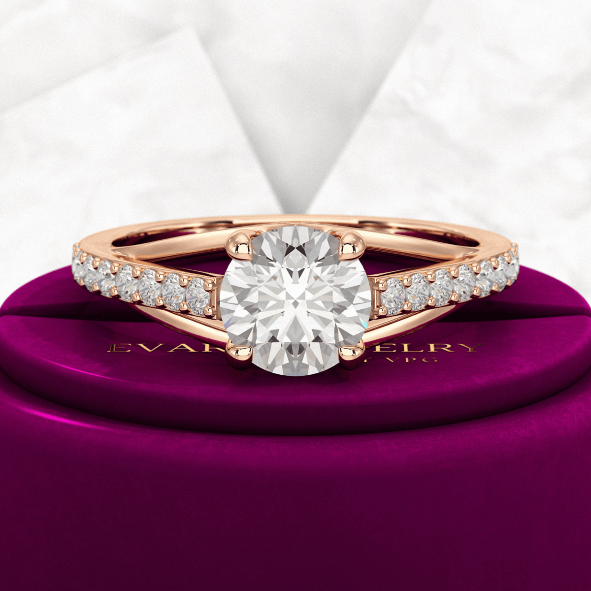 1.25 Carat Round Cut Diamond Engagement Ring - Evara Jewelry LLC