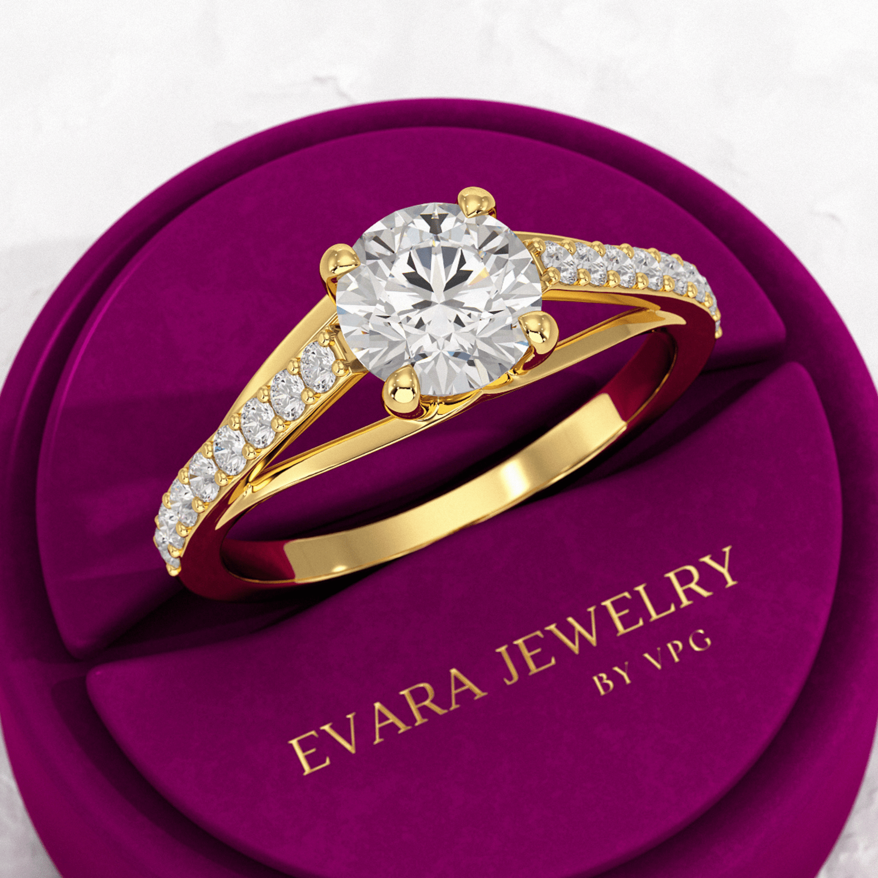 1.25 Carat Round Cut Diamond Engagement Ring - Evara Jewelry LLC