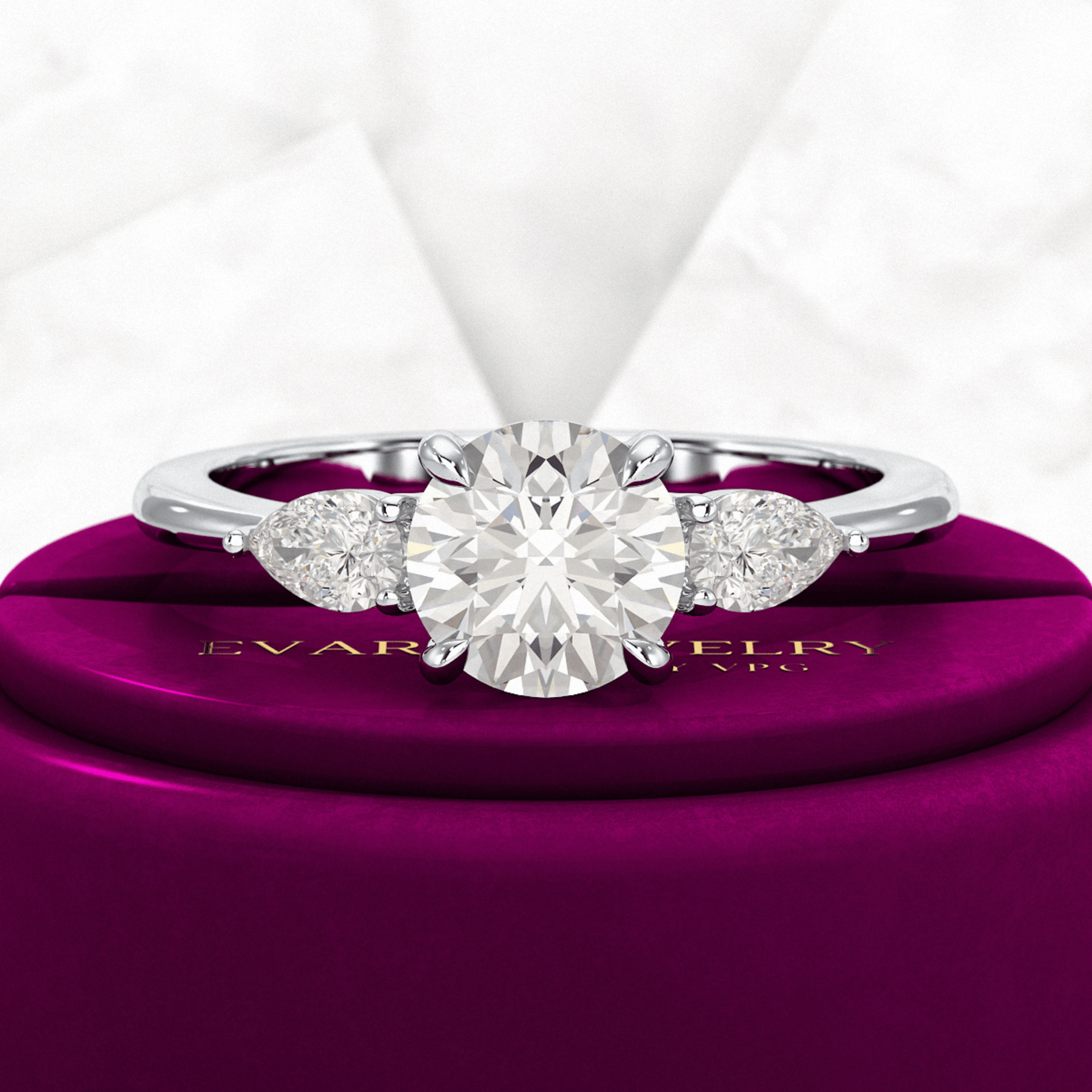 1.25 Carat Round Cut Diamond Three Stone Engagement Ring - Evara Jewelry LLC