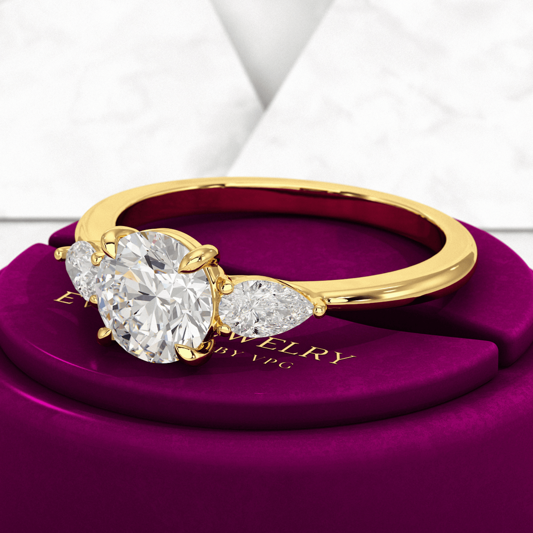 1.25 Carat Round Cut Diamond Three Stone Engagement Ring - Evara Jewelry LLC