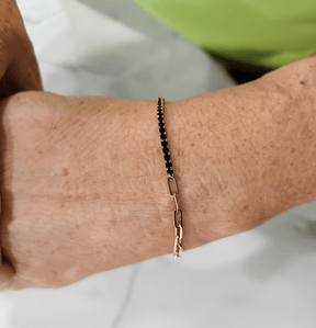 1.32 Carat Black Diamond & Paperclip 50 - 50 Tennis Bracelet - Evara Jewelry LLC