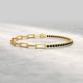 1.32 Carat Black Diamond & Paperclip 50 - 50 Tennis Bracelet - Evara Jewelry LLC