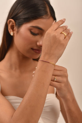 1.34 Carat Natural Pink Sapphire & Paperclip 50 - 50 Tennis Bracelet - Evara Jewelry LLC