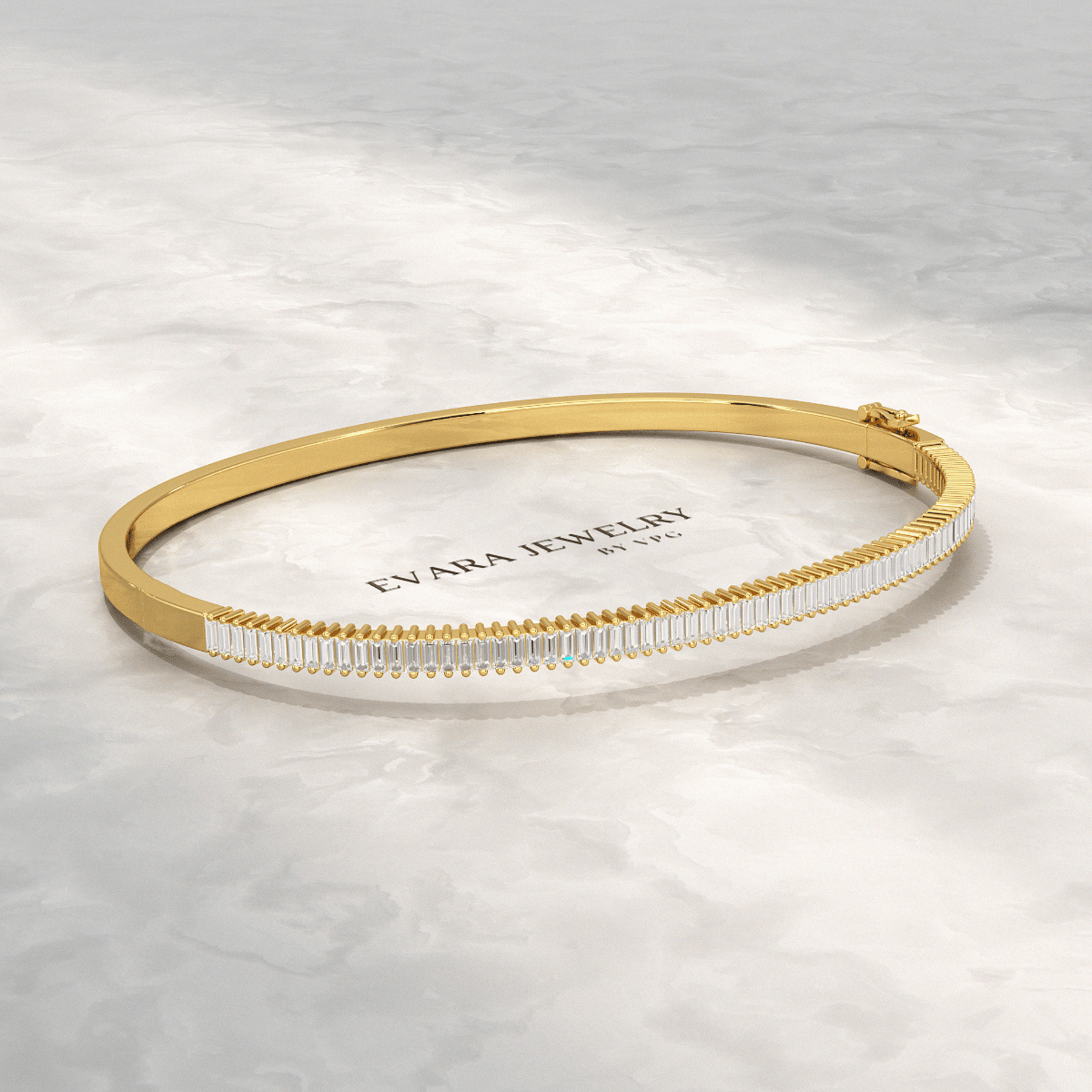 1.35 Carats Diamond Baguette Bangle Bracelet - Evara Jewelry LLC