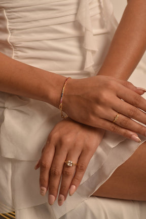 1.36 Carat Natural Rainbow Sapphire Paperclip 50 - 50 Tennis Bracelet - Evara Jewelry LLC