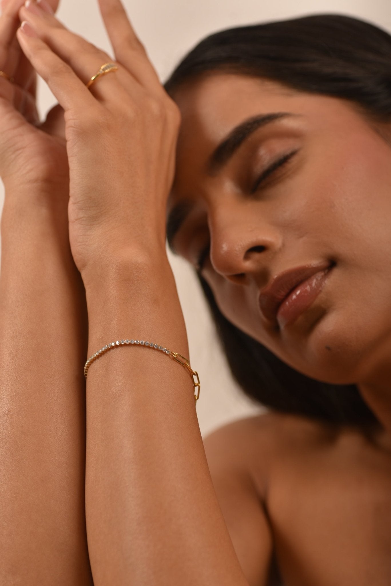 1.38 Carats Diamond & Paperclip 50 - 50 Tennis Bracelet - Lab Grown Diamond - Evara Jewelry LLC