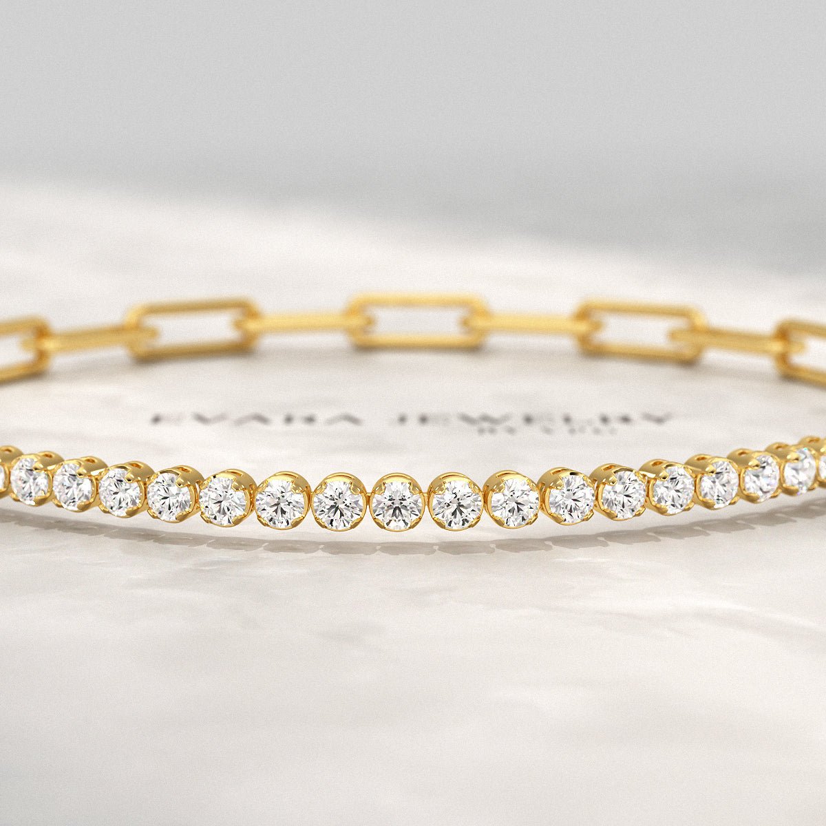 1.38 Carats Diamond & Paperclip 50 - 50 Tennis Bracelet - Lab Grown Diamond - Evara Jewelry LLC
