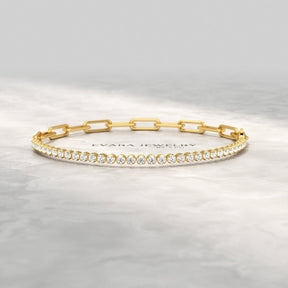 1.38 Carats Diamond & Paperclip 50 - 50 Tennis Bracelet - Lab Grown Diamond - Evara Jewelry LLC