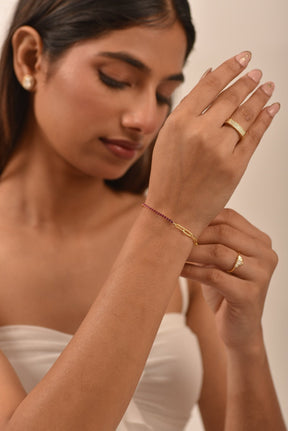 1.40 Carats Natural Ruby & Paperclip 50 - 50 Tennis Bracelet - Evara Jewelry LLC