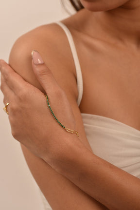 1.44 Carat Natural Emerald & Paperclip 50 - 50 Tennis Bracelet - Evara Jewelry LLC