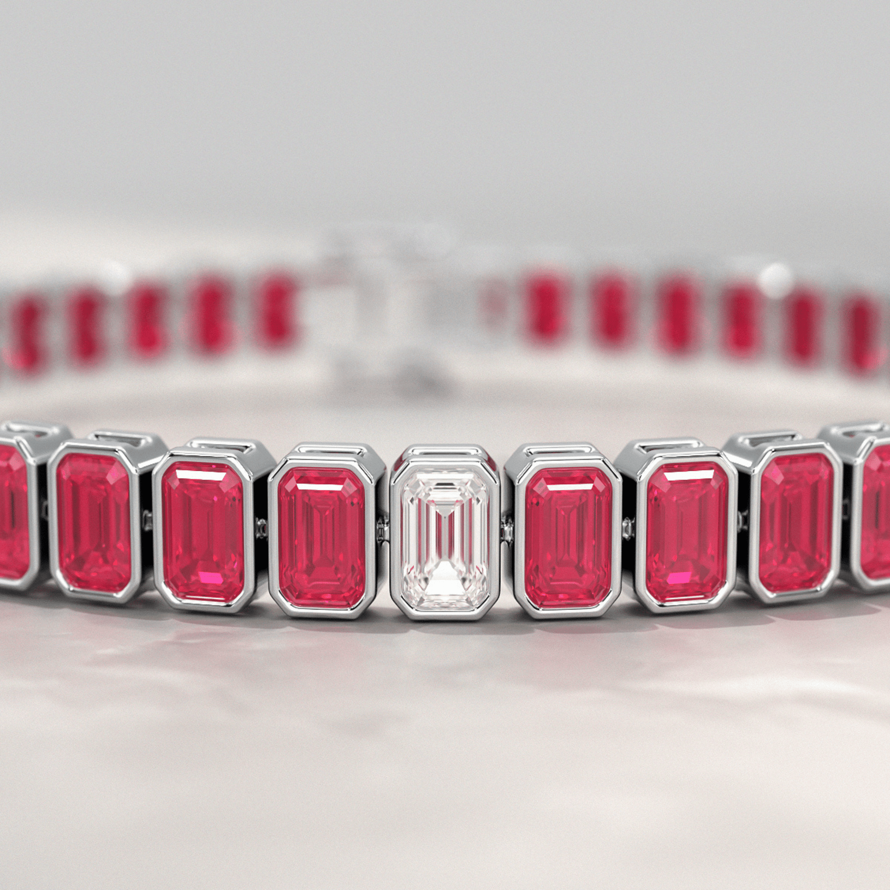 15 Carats Bezel Set Natural Ruby & Lab Grown Diamond Tennis Bracelet - Evara Jewelry LLC