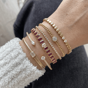 15 Carats Bezel Set Natural Ruby & Lab Grown Diamond Tennis Bracelet - Evara Jewelry LLC