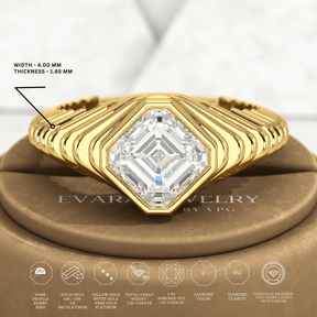 1.50 Carat Asscher Cut Diamond Chunky Bombe Ring - Evara Jewelry LLC