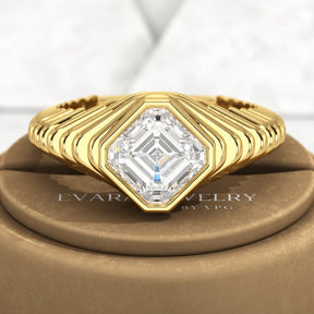 1.50 Carat Asscher Cut Diamond Chunky Bombe Ring - Evara Jewelry LLC