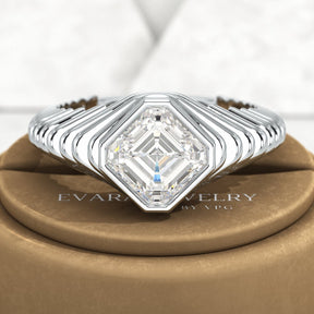 1.50 Carat Asscher Cut Diamond Chunky Bombe Ring - Evara Jewelry LLC