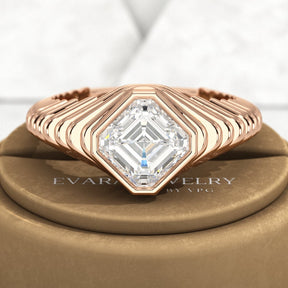 1.50 Carat Asscher Cut Diamond Chunky Bombe Ring - Evara Jewelry LLC