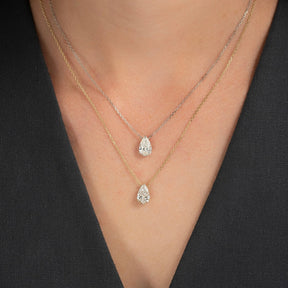 1.50 Carat Dainty Pear Diamond Pendant Necklace for Women - Evara Jewelry LLC