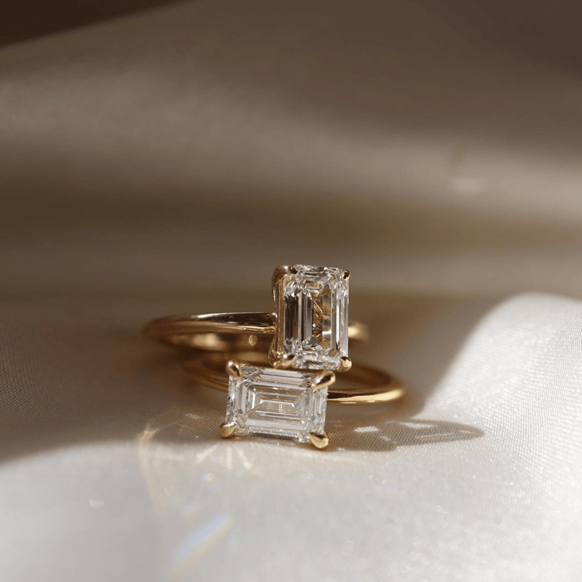 1.50 Carat East West Emerald Cut Wedding Ring - Evara Jewelry LLC