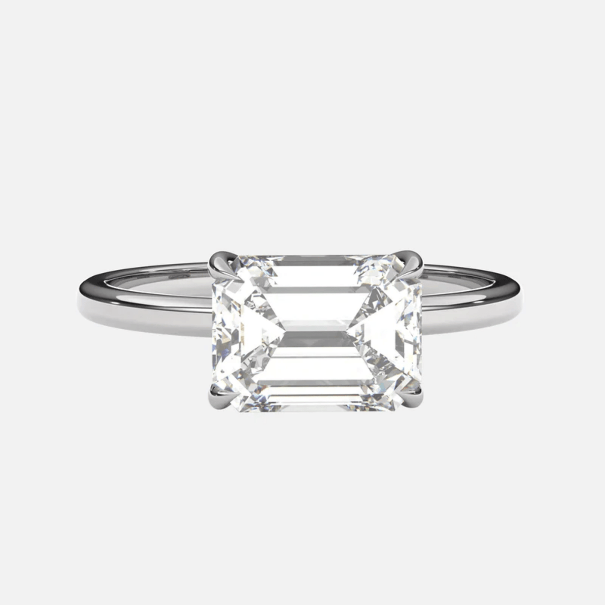 1.50 Carat East West Emerald Cut Wedding Ring - Evara Jewelry LLC
