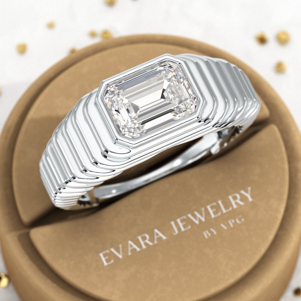 1.50 Carat Emerald Cut Diamond Chunky Bombe Ring - Evara Jewelry LLC
