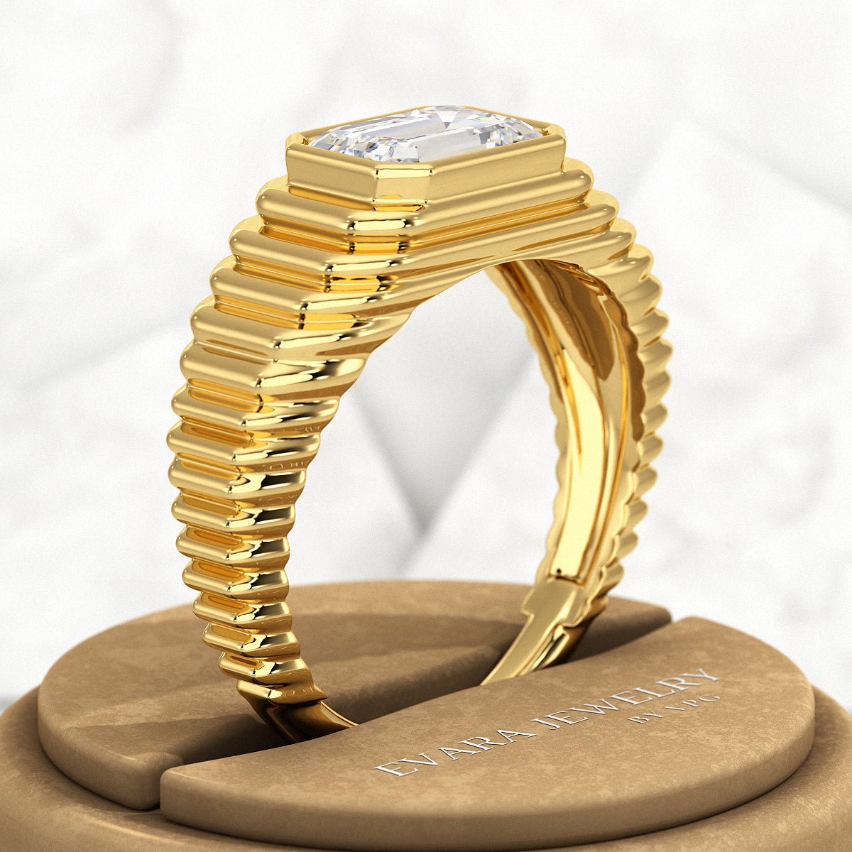 1.50 Carat Emerald Cut Diamond Chunky Bombe Ring - Evara Jewelry LLC