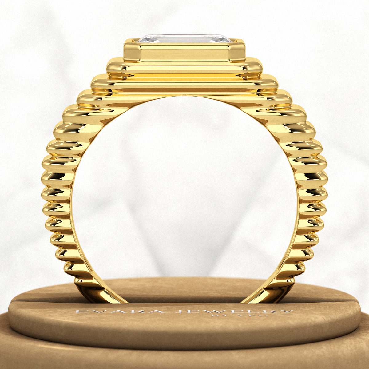 1.50 Carat Emerald Cut Diamond Chunky Bombe Ring - Evara Jewelry LLC