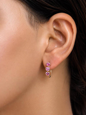 1.50 Carat Heart Cut Natural Sapphire Hoop Earrings: 14K Yellow Gold, Present for Her - Evara Jewelry LLC