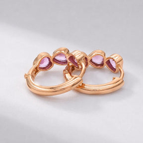 1.50 Carat Heart Cut Natural Sapphire Hoop Earrings: 14K Yellow Gold, Present for Her - Evara Jewelry LLC