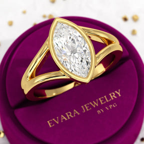 1.50 Carat Marquise Cut Modern Lab Grown Diamond Solitaire Ring - Evara Jewelry LLC
