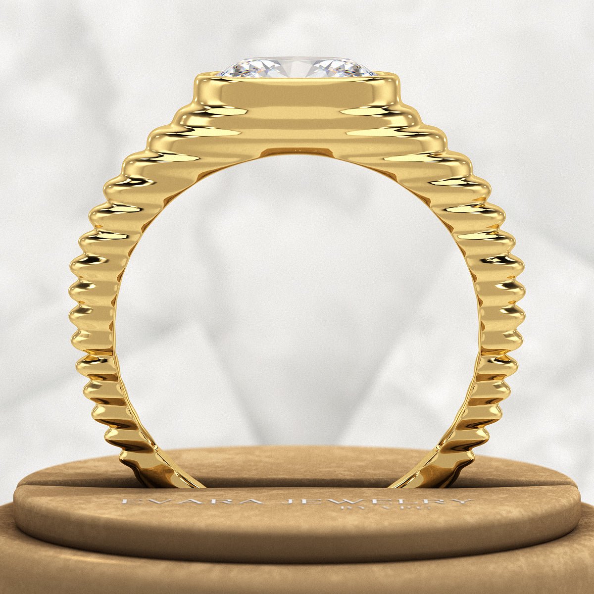 1.50 Carat Oval Cut Diamond Chunky Bombe Signet Ring - Evara Jewelry LLC