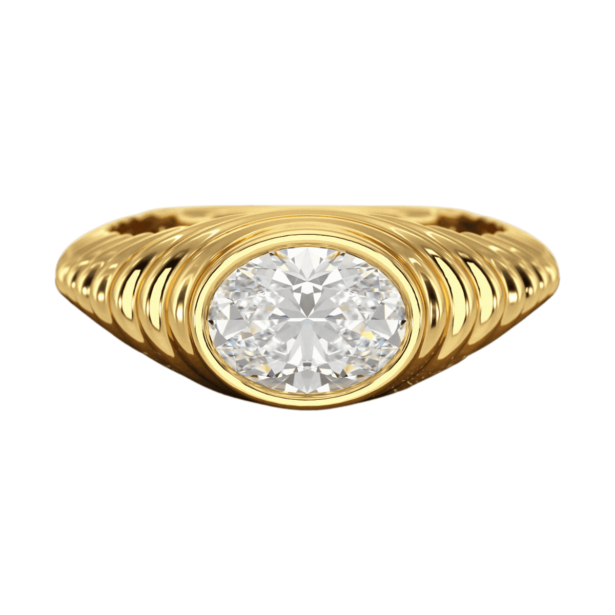 1.50 Carat Oval Cut Diamond Chunky Bombe Signet Ring - Evara Jewelry LLC