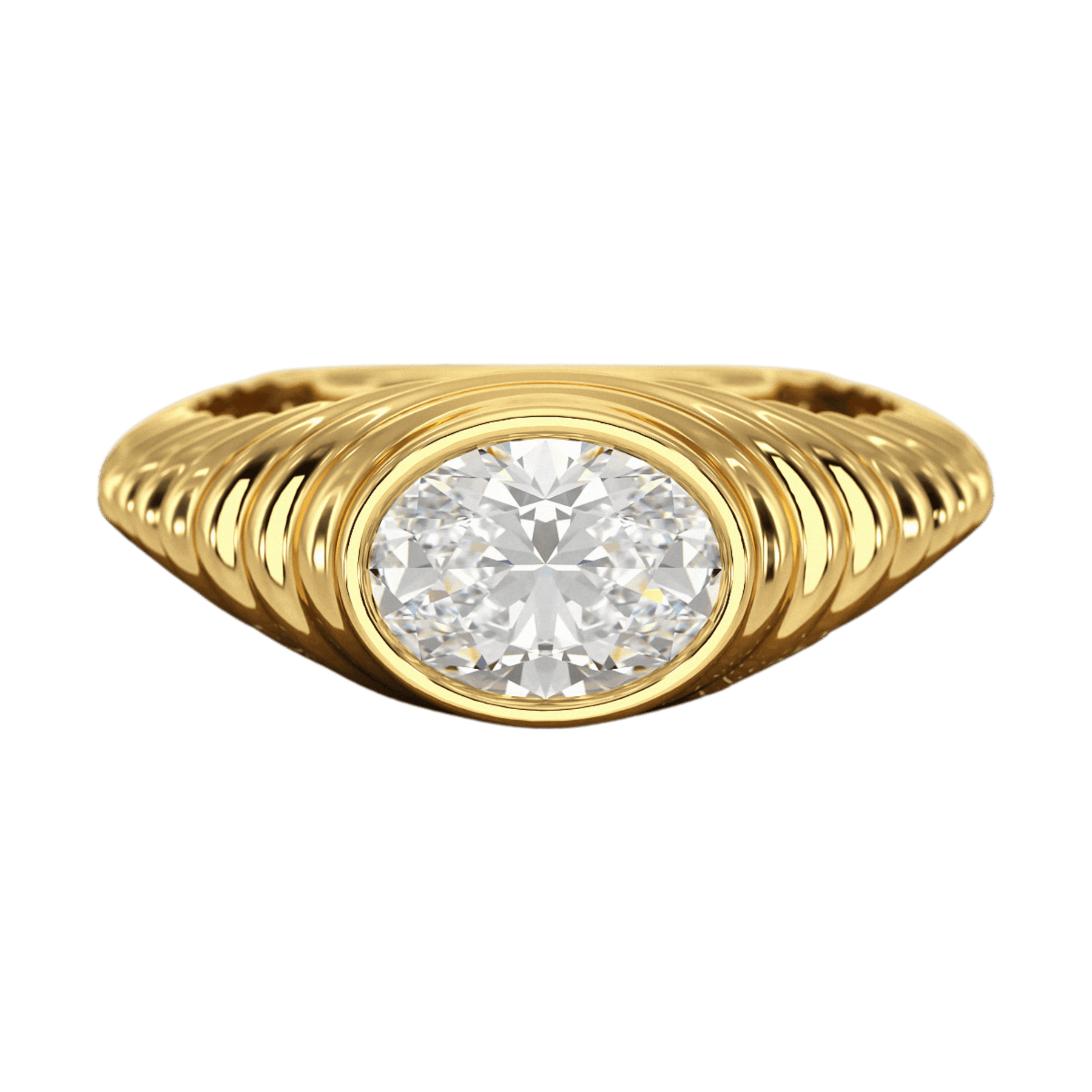 1.50 Carat Oval Cut Diamond Chunky Bombe Signet Ring - Evara Jewelry LLC