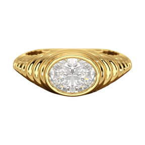 1.50 Carat Oval Cut Diamond Chunky Bombe Signet Ring - Evara Jewelry LLC