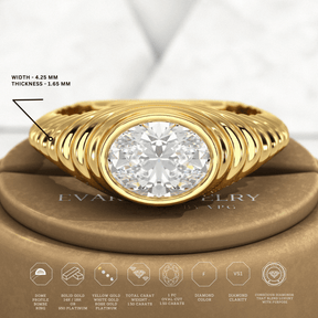 1.50 Carat Oval Cut Diamond Chunky Bombe Signet Ring - Evara Jewelry LLC