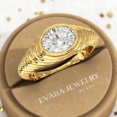 1.50 Carat Oval Cut Diamond Chunky Bombe Signet Ring - Evara Jewelry LLC