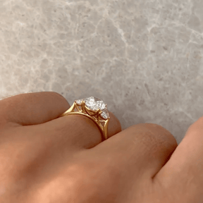 1.50 Carat Oval Diamond Engagement Ring with Half Moon Stones - Evara Jewelry LLC