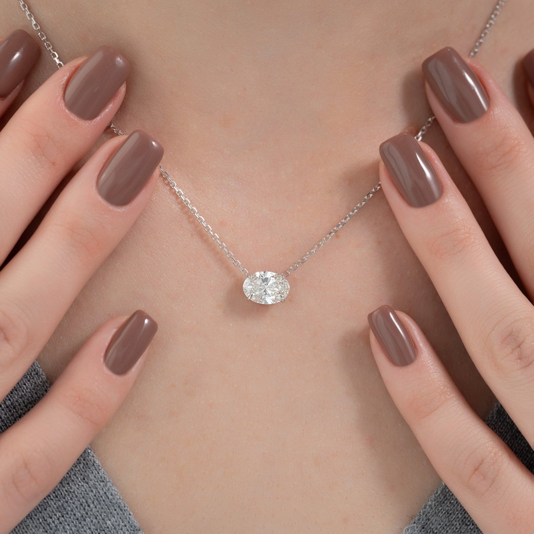 1.50 Carat Oval Diamond Solitaire Pendant Necklace - Evara Jewelry LLC