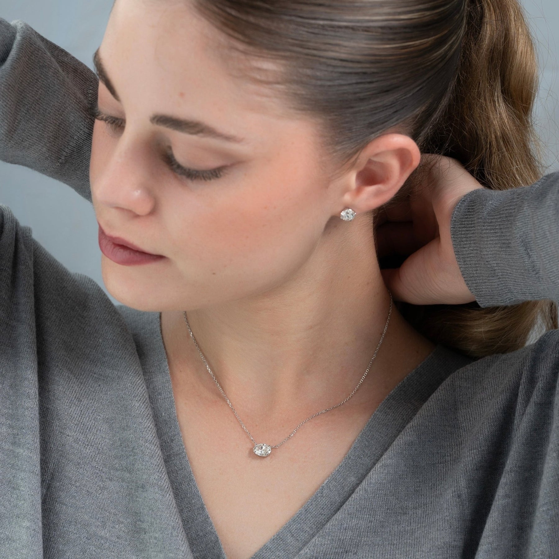 1.50 Carat Oval Diamond Solitaire Pendant Necklace - Evara Jewelry LLC