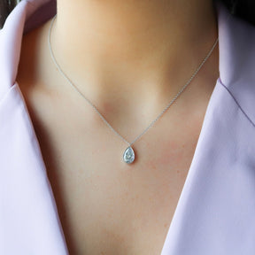 1.50 Carat Pear Cut Diamond Bezel Pendant - Evara Jewelry LLC