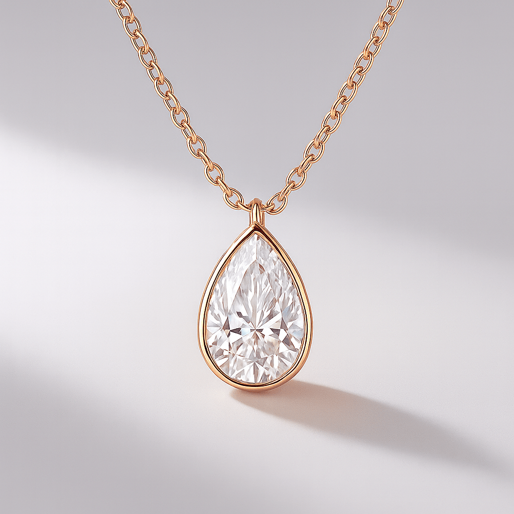 1.50 Carat Pear Cut Diamond Bezel Pendant - Evara Jewelry LLC