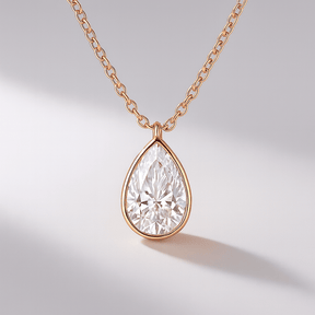 1.50 Carat Pear Cut Diamond Bezel Pendant - Evara Jewelry LLC