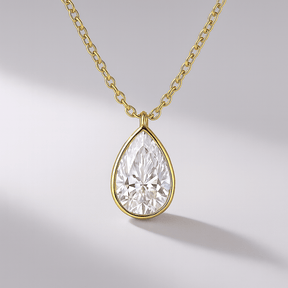 1.50 Carat Pear Cut Diamond Bezel Pendant - Evara Jewelry LLC