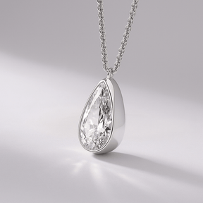 1.50 Carat Pear Cut Diamond Bezel Pendant - Evara Jewelry LLC