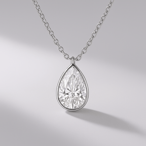 1.50 Carat Pear Cut Diamond Bezel Pendant - Evara Jewelry LLC