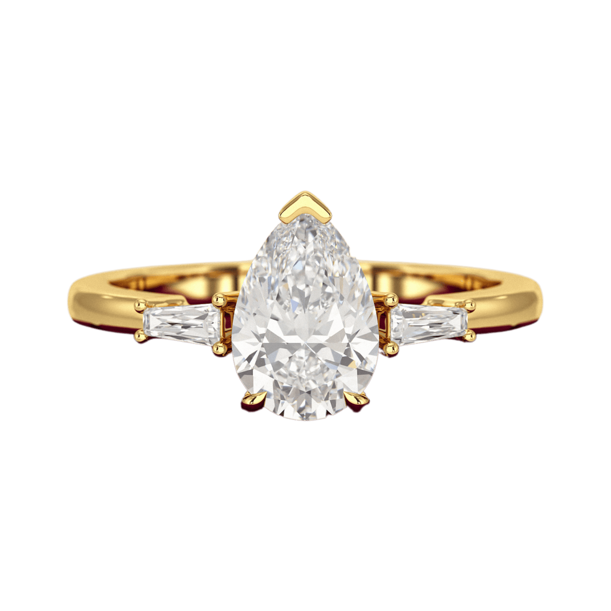 1.50 Carat Pear Cut Diamond Trilogy Engagement Ring - Evara Jewelry LLC