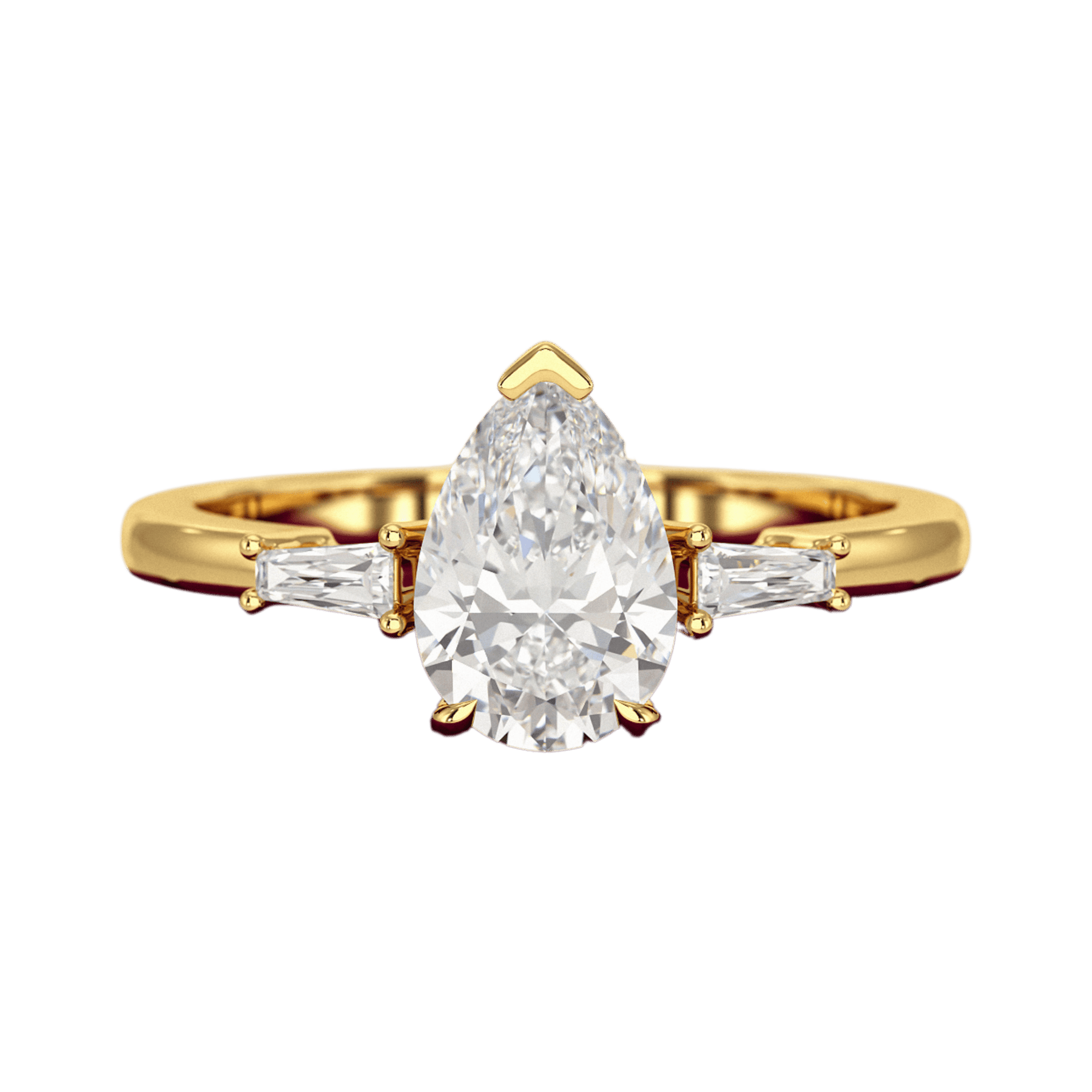 1.50 Carat Pear Cut Diamond Trilogy Engagement Ring - Evara Jewelry LLC